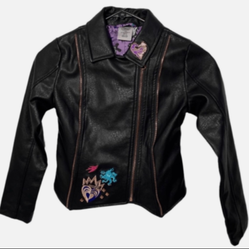Disney Black and Purple Snow White Faux Leather Moto Jacket